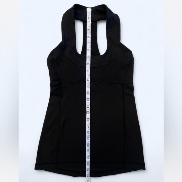 Lululemon Black Mesh Panel Racerback Tank Top built in bra XSmall yoga - Picture 4 of 5